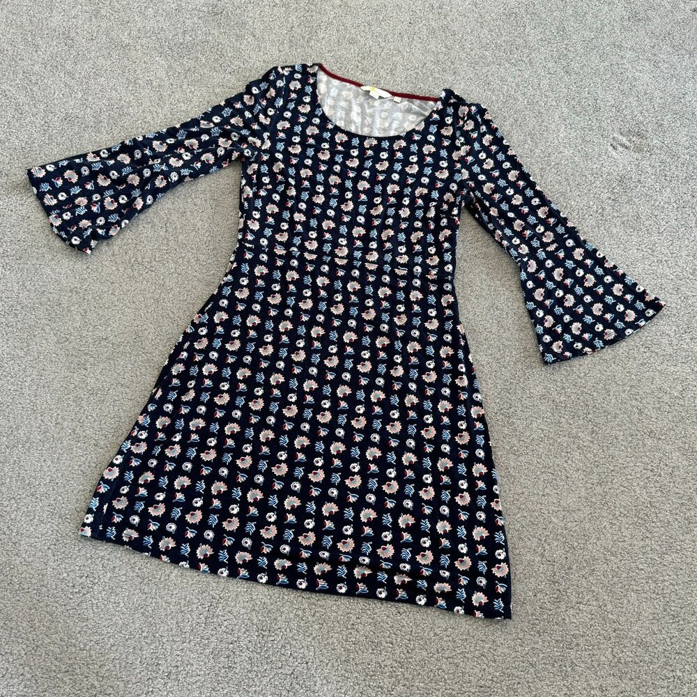 - Boden Miriam Bell 3/4 Sleeve Floral Print Short Scoop Neck Dress US 6 - 1A2203